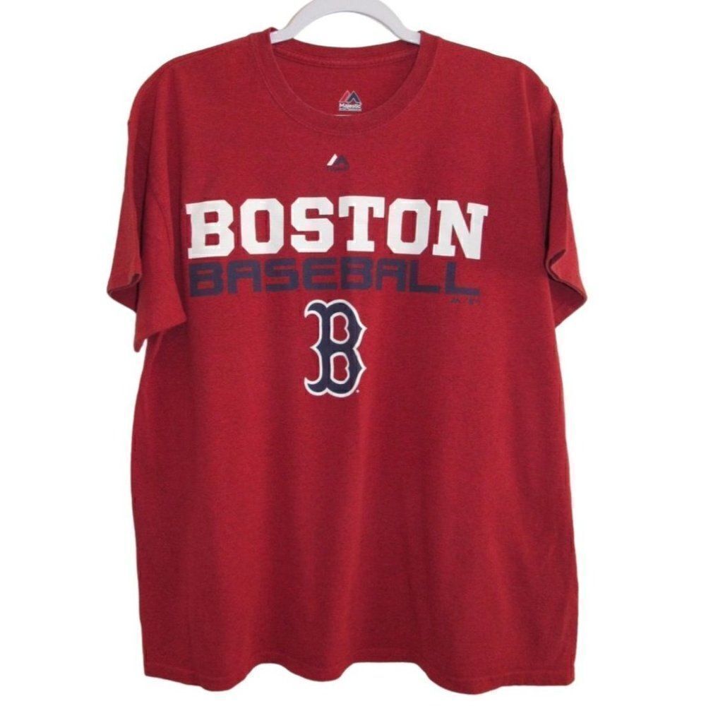 Majestic Boston Baseball Crewneck Short Sleeve T-Shirt Sz L‎
